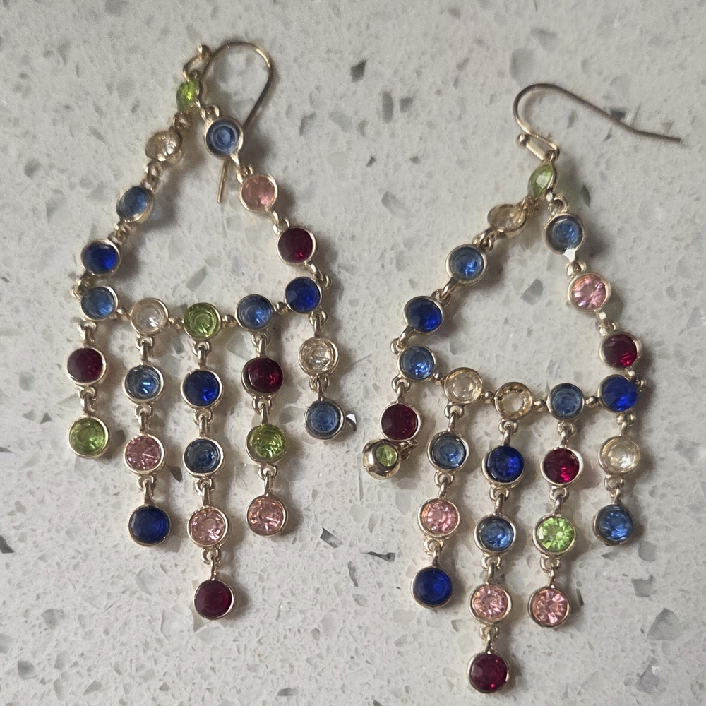 Vibrant Chandelier Earrings with Multicolor Stones